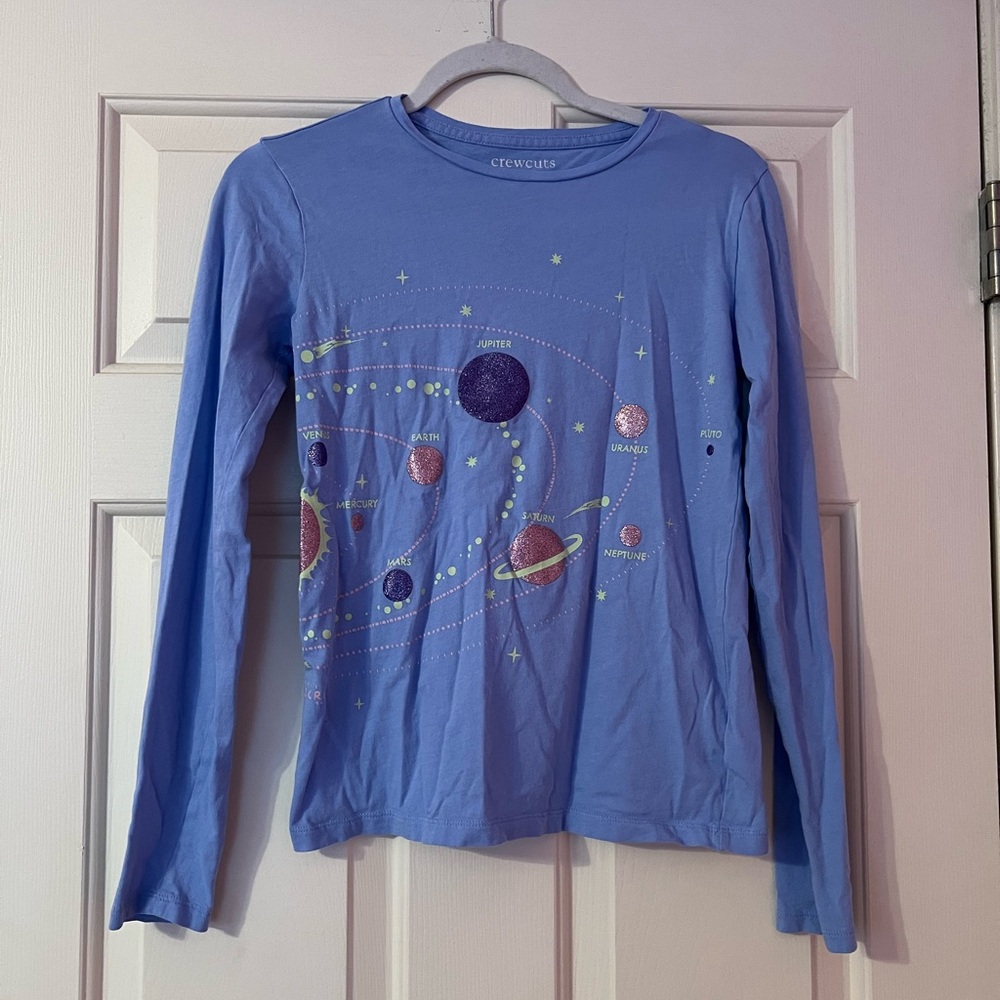 Crewcuts Blue Girls Planet Shirt Long Sleeve T-Shirt
